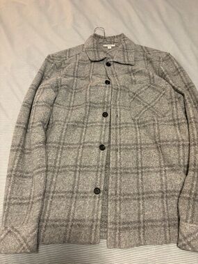 Reiss Grey Fuzzy Knit Overshirt